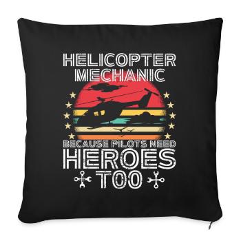 Hubschraubermechaniker-Heldenstolz - Sofakissenbezug 45 x 45 cm - Schwarz - Vorne