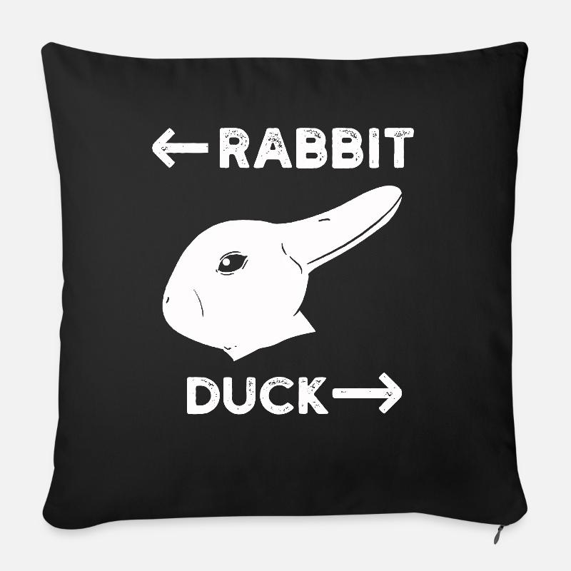 Wittgensteins Rabbit Duck Illusion - Sofa pillowcase 17,3'' x 17,3'' (45 x 45 cm) - black