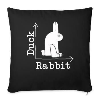 Wittgenstein lapin canard illusion - Housse de coussin décorative 45 x 45 cm - noir - Devant