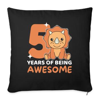 Triceratops for 5th birthday children five years - Sofa pillowcase 17,3'' x 17,3'' (45 x 45 cm) - black - Front