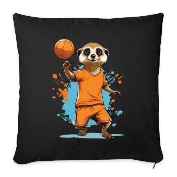 Meerkat handball player streetwear style - Sofa pillowcase 17,3'' x 17,3'' (45 x 45 cm) - black - Front
