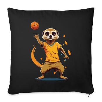 Meerkat handball player streetwear style - Sofa pillowcase 17,3'' x 17,3'' (45 x 45 cm) - black - Front
