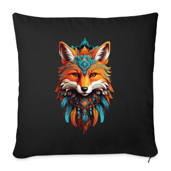 Fox Spiritual Mandala Animal Dream Catcher Design - Sofa pillowcase 17,3'' x 17,3'' (45 x 45 cm) - black - Front