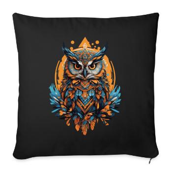 Owl Spiritual Mandala Animal Dream Catcher - Sofa pillowcase 17,3'' x 17,3'' (45 x 45 cm) - black - Front