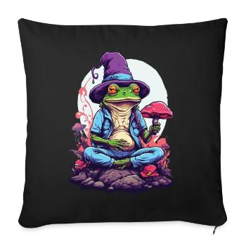 Magic Frog Psychedelic Art Forest Mushrooms - Sofa pillowcase 17,3'' x 17,3'' (45 x 45 cm) - black - Front