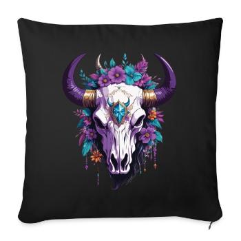 Spiritual Mandala Totem Animal Skull Design - Sofa pillowcase 17,3'' x 17,3'' (45 x 45 cm) - black - Front