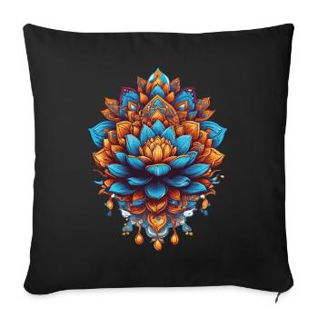 Feather Mandala Flower of Life Spiritual Design - Sofa pillowcase 17,3'' x 17,3'' (45 x 45 cm) - black - Front