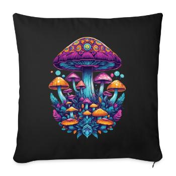 Champignons forestiers du festival de musique aux couleurs vives - Housse de coussin décorative 45 x 45 cm - noir - Devant