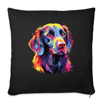 Watercolor Colorful Flat Coated Retriever - Sofa pillowcase 17,3'' x 17,3'' (45 x 45 cm) - black - Front