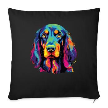 Aquarelle colorée Gordon Setter - Housse de coussin décorative 45 x 45 cm - noir - Devant