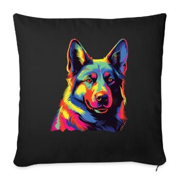 Aquarelle colorée norvégien Elkhound - Housse de coussin décorative 45 x 45 cm - noir - Devant