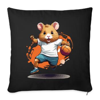 Cute hamster handball player streetwear - Sofa pillowcase 17,3'' x 17,3'' (45 x 45 cm) - black - Front