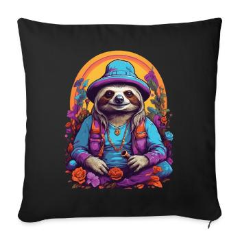 Magisches Faultier Lebendige Farben Psychedelic - Sofakissenbezug 45 x 45 cm - Schwarz - Vorne