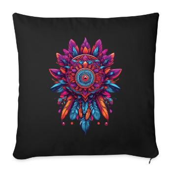 Feather Mandala Spiritual Design Dream Catcher - Sofa pillowcase 17,3'' x 17,3'' (45 x 45 cm) - black - Front