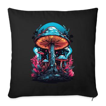 Vibrant colors music festival forest mushrooms - Sofa pillowcase 17,3'' x 17,3'' (45 x 45 cm) - black - Front