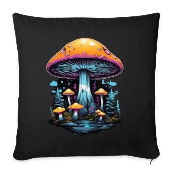 Couleurs vibrantes Champignons forestiers Festival de musique Art - Housse de coussin décorative 45 x 45 cm - noir - Devant
