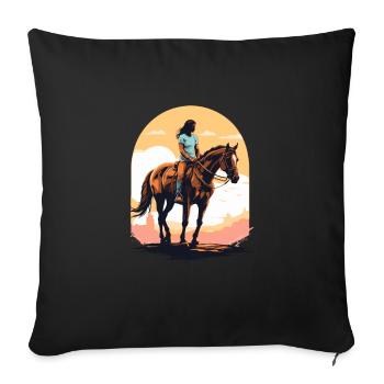 Aesthetic Horse Rider Streetwear Design - Sofa pillowcase 17,3'' x 17,3'' (45 x 45 cm) - black - Front