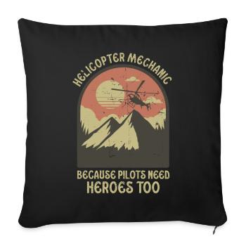 Helicopter Mechanic Heroes Pride - Sofa pillowcase 17,3'' x 17,3'' (45 x 45 cm) - black - Front