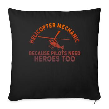 Helicopter Mechanic Heroes Pride - Sofa pillowcase 17,3'' x 17,3'' (45 x 45 cm) - black - Front