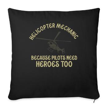 Helicopter Mechanic Heroes Pride - Sofa pillowcase 17,3'' x 17,3'' (45 x 45 cm) - black - Front