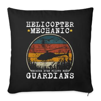 Hubschrauber-Mechaniker Wächter-Stolz - Sofakissenbezug 45 x 45 cm - Schwarz - Vorne