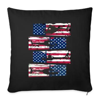 Pilote d’hélicoptère américain US Pride - Housse de coussin décorative 45 x 45 cm - noir - Devant