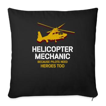 Hubschraubermechaniker-Heldenstolz - Sofakissenbezug 45 x 45 cm - Schwarz - Vorne