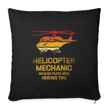 Hubschraubermechaniker-Heldenstolz - Sofakissenbezug 45 x 45 cm - Schwarz - Vorne