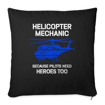 Helicopter Mechanic Heroes Pride - Sofa pillowcase 17,3'' x 17,3'' (45 x 45 cm) - black - Front
