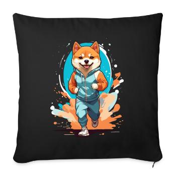 Shiba Dog Streetwear Jogging Aesthetic Style - Sofa pillowcase 17,3'' x 17,3'' (45 x 45 cm) - black - Front