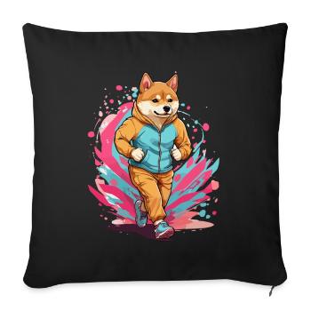 Shiba Dog Streetwear Jogging Aesthetic Fitness - Sofa pillowcase 17,3'' x 17,3'' (45 x 45 cm) - black - Front