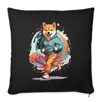 Shiba Dog Streetwear Jogging Aesthetic Fitness - Sofa pillowcase 17,3'' x 17,3'' (45 x 45 cm) - black - Front