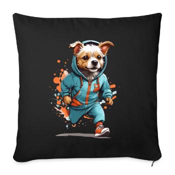 Dog Streetwear Jogging Aesthetic Fitness Style - Sofa pillowcase 17,3'' x 17,3'' (45 x 45 cm) - black - Front