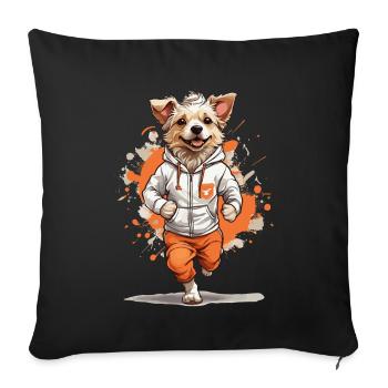 Dog Streetwear Jogging Aesthetic Fitness Style - Sofa pillowcase 17,3'' x 17,3'' (45 x 45 cm) - black - Front