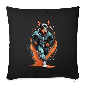 Doberman dog streetwear jogging aesthetic - Sofa pillowcase 17,3'' x 17,3'' (45 x 45 cm) - black - Front