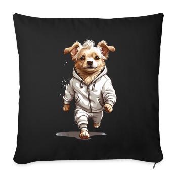 Dog Streetwear Esthétique Fitness Running Design - Housse de coussin décorative 45 x 45 cm - noir - Devant