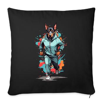Doberman dog streetwear jogging aesthetic - Sofa pillowcase 17,3'' x 17,3'' (45 x 45 cm) - black - Front