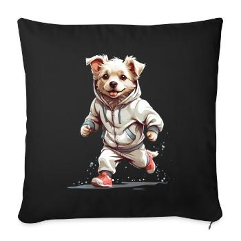 Dog Streetwear Jogging Aesthetic Fitness Style - Sofa pillowcase 17,3'' x 17,3'' (45 x 45 cm) - black - Front
