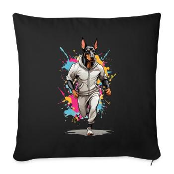 Doberman dog streetwear jogging aesthetic - Sofa pillowcase 17,3'' x 17,3'' (45 x 45 cm) - black - Front
