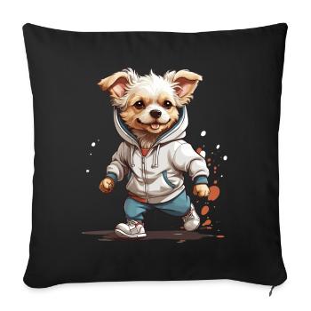 Dog Streetwear Jogging Aesthetic Fitness Style - Sofa pillowcase 17,3'' x 17,3'' (45 x 45 cm) - black - Front