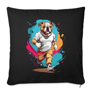 Bulldog Streetwear Jogging Esthétique Fitness - Housse de coussin décorative 45 x 45 cm - noir - Devant