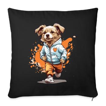 Dog Streetwear Jogging Aesthetic Fitness Style - Sofa pillowcase 17,3'' x 17,3'' (45 x 45 cm) - black - Front