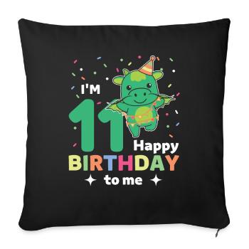 Dragon pour les 11 ans pour les enfants de onze ans - Housse de coussin décorative 45 x 45 cm - noir - Devant