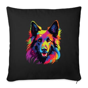 Watercolors Colorful Belgian Tervuren - Sofa pillowcase 17,3'' x 17,3'' (45 x 45 cm) - black - Front