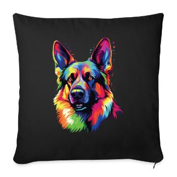 Watercolor Colorful German Shepherd - Sofa pillowcase 17,3'' x 17,3'' (45 x 45 cm) - black - Front