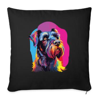 Watercolor Colorful Giant Schnauzer - Sofa pillowcase 17,3'' x 17,3'' (45 x 45 cm) - black - Front