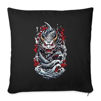 Monstre marin Démon japonais Yokai Streetwear - Housse de coussin décorative 45 x 45 cm - noir - Devant
