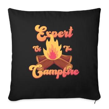 Expert Of Campfire Camping Expert - Sofa pillowcase 17,3'' x 17,3'' (45 x 45 cm) - black - Front