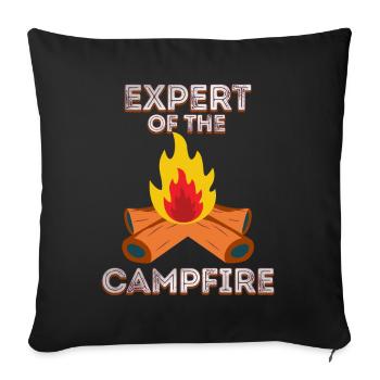 Expert Of Campfire Camping Expert - Sofa pillowcase 17,3'' x 17,3'' (45 x 45 cm) - black - Front