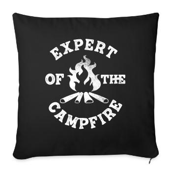 Expert Of Campfire Camping Expert - Sofa pillowcase 17,3'' x 17,3'' (45 x 45 cm) - black - Front